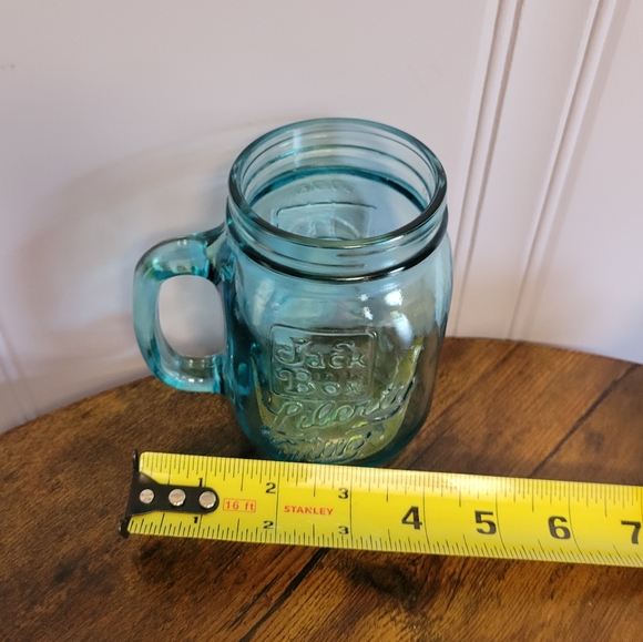 Vintage Blue Glass Bicentenial 1976 Jack the box Mason Jar Mug - Picture 5 of 8
